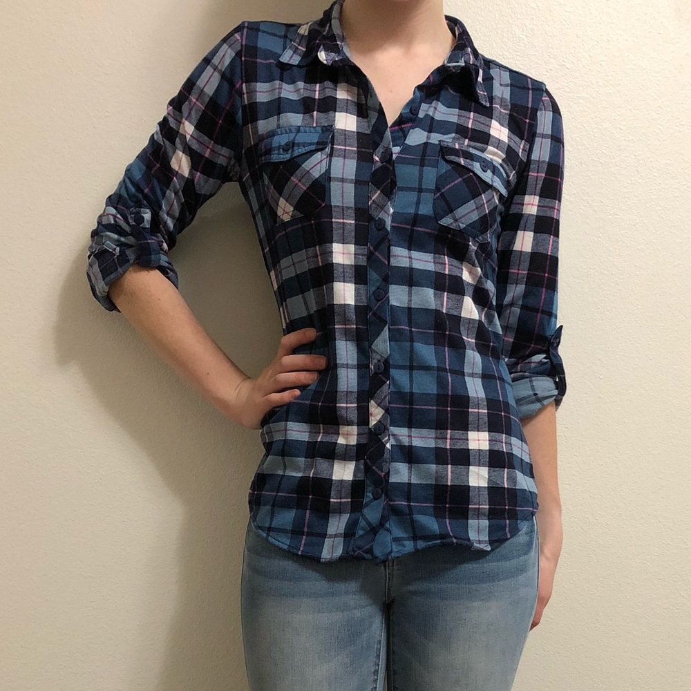 Dark Blue Flannel Shirt